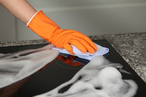 Customer raising a carpet cleaning complaint in a professional setting
